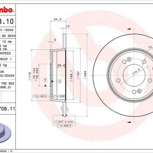 Brembo Brake Rotor, Solid, One Piece Design, Wheel Bolt Pattern 5 X 114.3 Millimeter – 08A70811C02