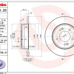 Brembo Brake Rotor, Solid, One Piece Design, Wheel Bolt Pattern 5 X 114.3 Millimeter – 08A70821C02