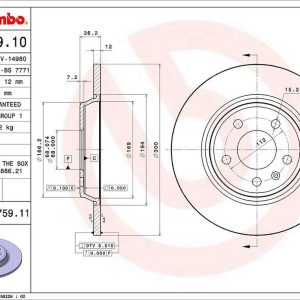 Brembo Brake Rotor, Solid, One Piece Design, Wheel Bolt Pattern 5 X 112 Millimeter – 08A75911C02