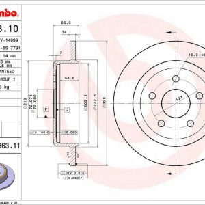 Brembo Brake Rotor, Solid, One Piece Design, Wheel Bolt Pattern 5 X 127 Millimeter – 08A86311C02