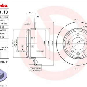 Brembo Brake Rotor, Solid, One Piece Design, Wheel Bolt Pattern 5 X 114.3 Millimeter – 08A86911C02