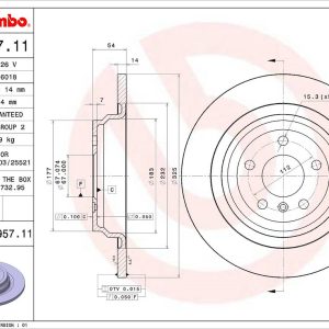 Brembo Brake Rotor, Solid, One Piece Design, Wheel Bolt Pattern 5 X 112 Millimeter – 08A95711C02