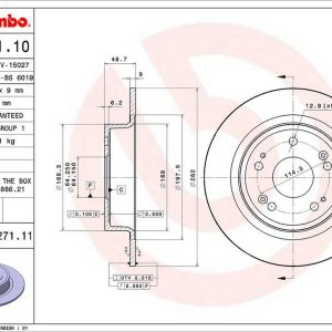 Brembo Brake Rotor, Solid, One Piece Design, Wheel Bolt Pattern 5 X 114.3 Millimeter – 08B27111C02