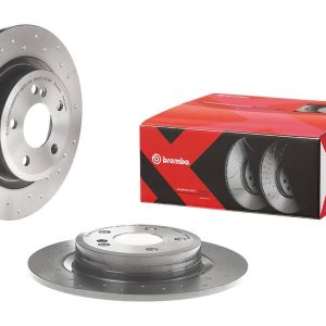 Brembo Brake Rotor, Xtra, Solid Cross Drilled, One Piece Design, Wheel Bolt Pattern 5 X 112 Millimeter – 08B3484XC02