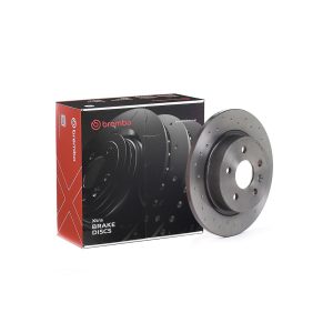 Brembo Brake Rotor, Xtra, Solid Cross Drilled, One Piece Design, Wheel Bolt Pattern 5 X 105 Millimeter – 08B3571XC02