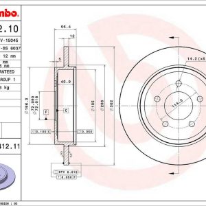 Brembo Brake Rotor, Solid, One Piece Design, Wheel Bolt Pattern 5 X 114.3 Millimeter – 08B41211C02
