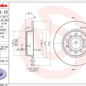 Brembo Brake Rotor, Solid, One Piece Design, Wheel Bolt Pattern 5 X 112 Millimeter – 08B41311C02