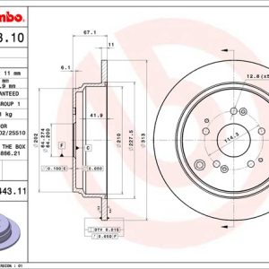 Brembo Brake Rotor, Solid, One Piece Design, Wheel Bolt Pattern 5 X 114.3 Millimeter – 08B44311C02