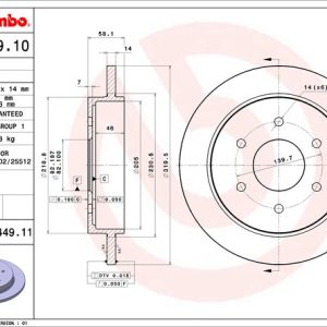 Brembo Brake Rotor, Solid, One Piece Design, Wheel Bolt Pattern 5 X 139.7 Millimeter – 08B44911C02