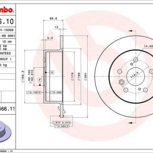 Brembo Brake Rotor, Solid, One Piece Design, Wheel Bolt Pattern 5 X 114.3 Millimeter – 08B56611C02