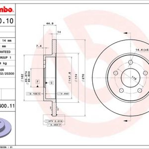 Brembo Brake Rotor, Solid, One Piece Design, Wheel Bolt Pattern 5 X 110 Millimeter – 08B60011C02