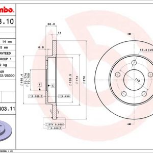 Brembo Brake Rotor, Solid, One Piece Design, Wheel Bolt Pattern 5 X 118 Millimeter – 08B60311C02
