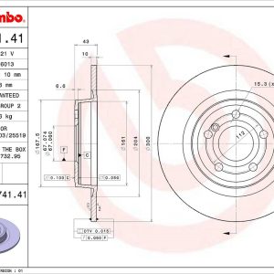 Brembo Brake Rotor, Solid, One Piece Design, Wheel Bolt Pattern 5 X 112 Millimeter – 08B74141C02