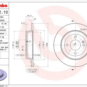 Brembo Brake Rotor, Solid, One Piece Design, Wheel Bolt Pattern 4 X 100 Millimeter – 08C17210C02