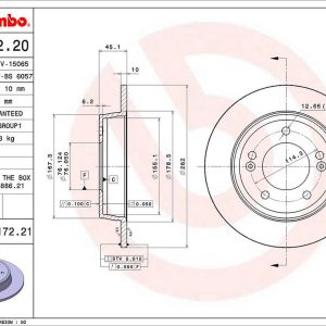 Brembo Brake Rotor, Solid, One Piece Design, Wheel Bolt Pattern 5 X 114.3 Millimeter – 08C17221C02