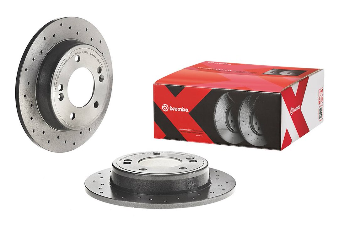 Brembo Brake Rotor, Xtra, Solid Cross Drilled, One Piece Design, Wheel Bolt Pattern 5 X 114.3 Millimeter – 08C1722XC02