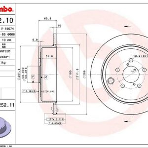 Brembo Brake Rotor, Solid, One Piece Design, Wheel Bolt Pattern 5 X 100 Millimeter – 08C25211C02