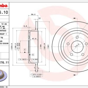 Brembo Brake Rotor, Solid, One Piece Design, Wheel Bolt Pattern 5 X 114.3 Millimeter – 08C27611C02