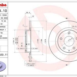 Brembo Brake Rotor, Solid, One Piece Design, Wheel Bolt Pattern 5 X 114.3 Millimeter – 08C42311C02