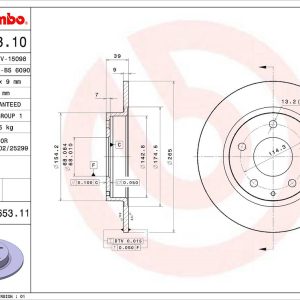 Brembo Brake Rotor, Solid, One Piece Design, Wheel Bolt Pattern 5 X 114.3 Millimeter – 08C65311C02