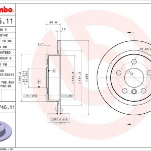 Brembo Brake Rotor, Solid, One Piece Design, Wheel Bolt Pattern 5 X 112 Millimeter – 08C74511C02