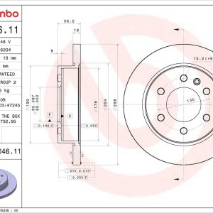 Brembo Brake Rotor, Prime, Solid, One Piece Design, Wheel Bolt Pattern 6 X 130 Millimeter – 08D04611C02