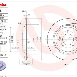 Brembo Brake Rotor, Solid, One Piece Design, Wheel Bolt Pattern 5 X 114.3 Millimeter – 08D22011C02
