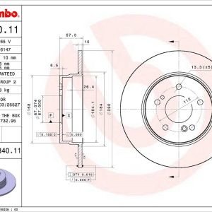 Brembo Brake Rotor, Solid, One Piece Design, Wheel Bolt Pattern 5 X 112 Millimeter – 08D34011C02