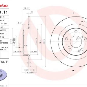 Brembo Brake Rotor, Prime, Solid, One Piece Design, Wheel Bolt Pattern 5 X 120 Millimeter – 08D71311C02