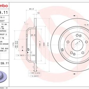 Brembo Brake Rotor, Prime, Solid, One Piece Design, Wheel Bolt Pattern 5 X 114.3 Millimeter – 08E13911C02