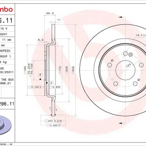Brembo Brake Rotor, Prime, Solid, One Piece Design, Wheel Bolt Pattern 5 X 120 Millimeter – 08E29611C02