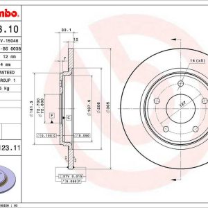 Brembo Brake Rotor, Solid, One Piece Design, Wheel Bolt Pattern 5 X 127 Millimeter – 08N12311C02