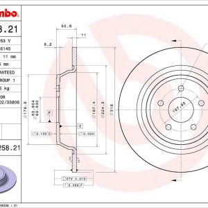 Brembo Brake Rotor, Solid, One Piece Design, Wheel Bolt Pattern 5 X 107.95 Millimeter – 08N25821C02