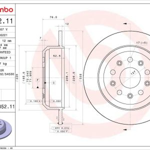 Brembo Brake Rotor, Prime, Solid, One Piece Design, Wheel Bolt Pattern 5 X 127 Millimeter – 08N35211C02
