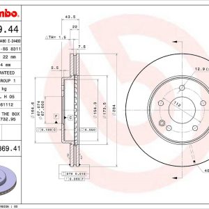 Brembo Brake Rotor, Vented, One Piece Design, Wheel Bolt Pattern 5 X 112 Millimeter – 09486941C02