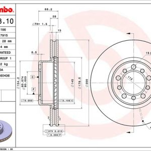 Brembo Brake Rotor, Vented, One Piece Design, Wheel Bolt Pattern 5 X 112 Millimeter – 09492810C02