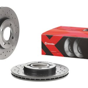 Brembo Brake Rotor, Xtra, Vented Cross Drilled, One Piece Design, Wheel Bolt Pattern 4 X 100 Millimeter – 0951661XC02