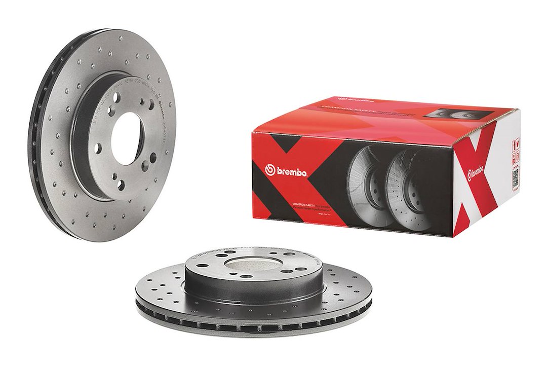 Brembo Brake Rotor, Xtra, Vented Cross Drilled, One Piece Design, Wheel Bolt Pattern 5 X 114.3 Millimeter – 0954573XC02