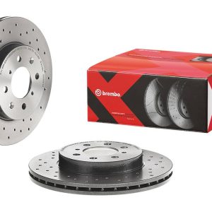 Brembo Brake Rotor, Xtra, Vented Cross Drilled, One Piece Design, Wheel Bolt Pattern 4 X 100 Millimeter – 0955091XC02