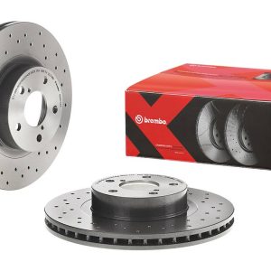 Brembo Brake Rotor, Xtra, Vented Cross Drilled, One Piece Design, Wheel Bolt Pattern 5 X 100 Millimeter – 0956742XC02