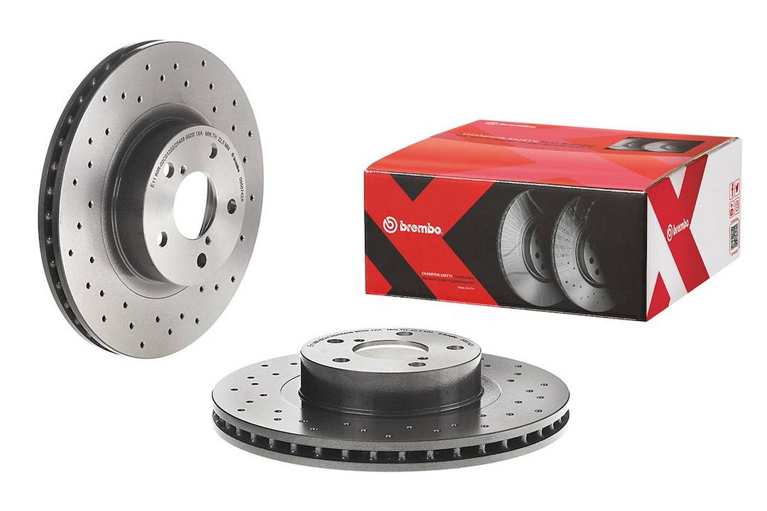 Brembo Brake Rotor, Xtra, Vented Cross Drilled, One Piece Design, Wheel Bolt Pattern 5 X 100 Millimeter – 0956742XC02
