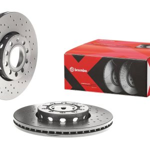 Brembo Brake Rotor, Xtra, Vented Cross Drilled, One Piece Design, Wheel Bolt Pattern 5 X 112 Millimeter – 0957452XC02