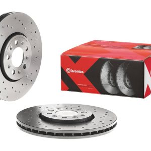 Brembo Brake Rotor, Xtra, Vented Cross Drilled, One Piece Design, Wheel Bolt Pattern 5 X 100 Millimeter – 0970102XC02