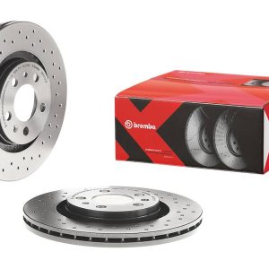 Brembo Brake Rotor, Xtra, Vented Cross Drilled, One Piece Design, Wheel Bolt Pattern 5 X 100 Millimeter – 0970121XC02