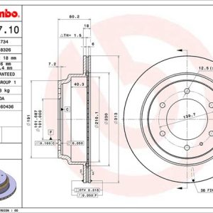 Brembo Brake Rotor, Vented, One Piece Design, Wheel Bolt Pattern 6 X 139.7 Millimeter – 09737710C02