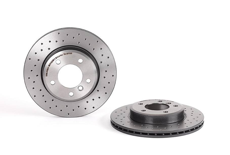 Brembo Brake Rotor, Xtra, Vented Cross Drilled, One Piece Design, Wheel Bolt Pattern 5 X 120 Millimeter – 0977011XC02