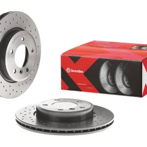 Brembo Brake Rotor, Xtra, Vented Cross Drilled, One Piece Design, Wheel Bolt Pattern 5 X 120 Millimeter – 0977011XC02
