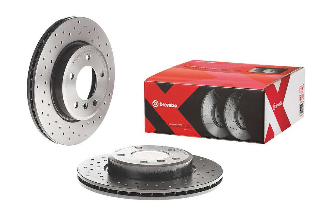 Brembo Brake Rotor, Xtra, Vented Cross Drilled, One Piece Design, Wheel Bolt Pattern 5 X 120 Millimeter – 0977011XC02