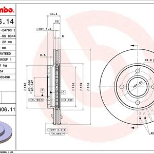 Brembo Brake Rotor, Vented, One Piece Design, Wheel Bolt Pattern 4 X 107.95 Millimeter – 09780611C02