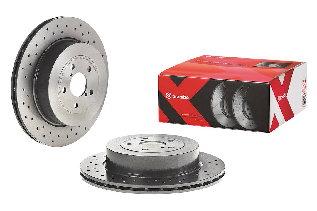 Brembo Brake Rotor, Xtra, Vented Cross Drilled, One Piece Design, Wheel Bolt Pattern 5 X 100 Millimeter – 0978131XC02